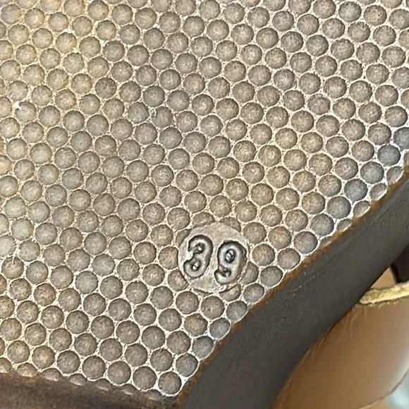 NEW Christian Di Riccio Made In Italy Leather Wedge Platform Sandals Cognac 39 - Picture 8 of 14